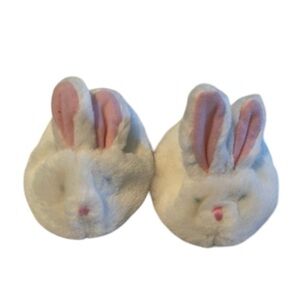 Build A Bear Bunny Slippers White and Pink
